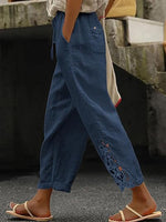 Women Casual Lightweight Drawstring Elastic Waist Pants with Pockets