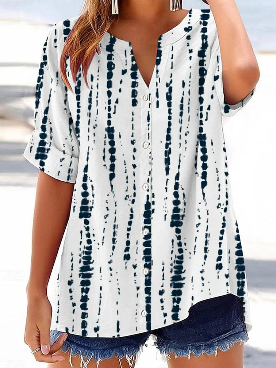 LilyWish Stylish V-Neck Short Sleeve Top