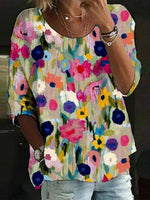 LilyWish Showy Floral Print Round Neck Top