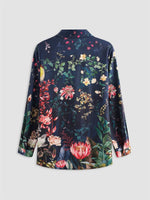 LilyWish Women’s Vintage Floral Print V Neck Button Long Sleeve Casual Blouse
