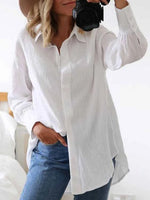 LilyWish White Casual Collar Plain Daily Blouse