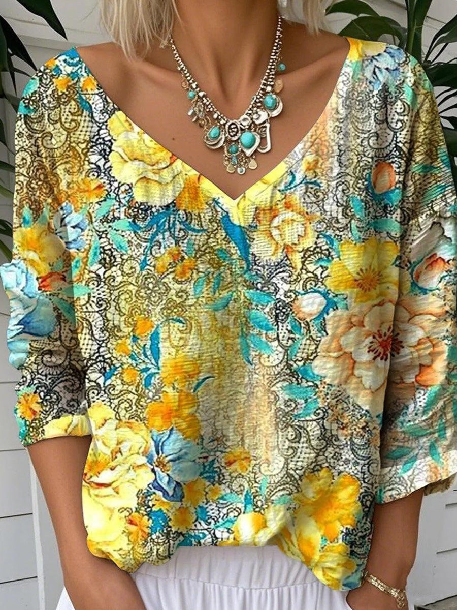 LilyWish Attractive V-Neck Long Sleeve Top