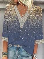 LilyWish Dreamy V-Neck 3/4 Sleeve Top