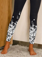 Floral Print Casual Elastic Waist Leggings