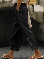 Women Casual Lightweight Drawstring Elastic Waist Pants with Pockets