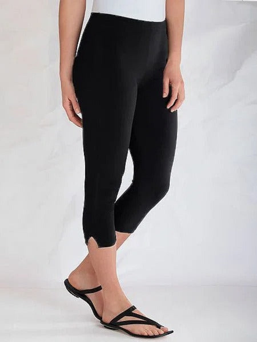 Black Casual Solid Capris Leggings