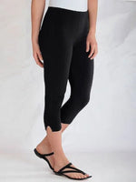Black Casual Solid Capris Leggings