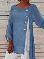 Blue Color Block Long Sleeve Top