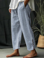 LilyWish Loose Casual Striped Straight Pockets Pants