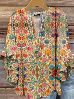 LilyWish Distinctive Bell Sleeve V-Neck Top