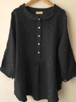 Collared Polka Dot Casual Long Sleeve Blouse