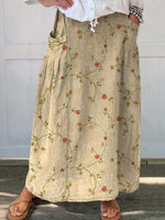 LilyWish Vintage Floral Printed Art Pocket Skirt