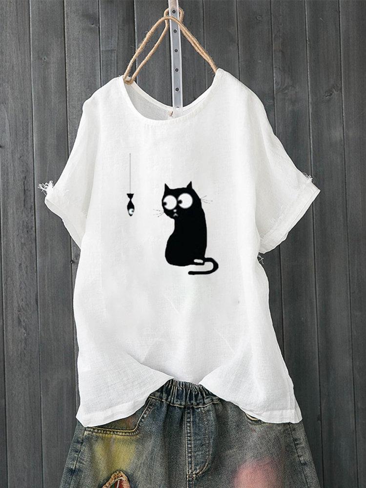 LilyWish Cartoon Print Cute Short Sleeve Casual T-Shirt