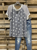 LilyWish Casual Stars And Stripes Printed Short Sleeve T-Shirt