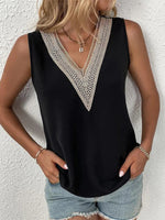Loose Sleeveless Split-Joint V-Neck Blouse