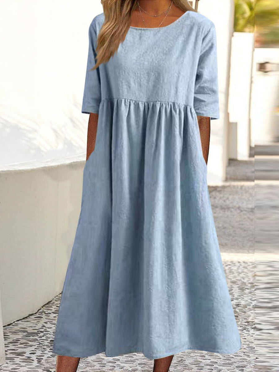 Plain loose Maxi Dress With pockets