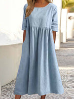 Plain loose Maxi Dress With pockets