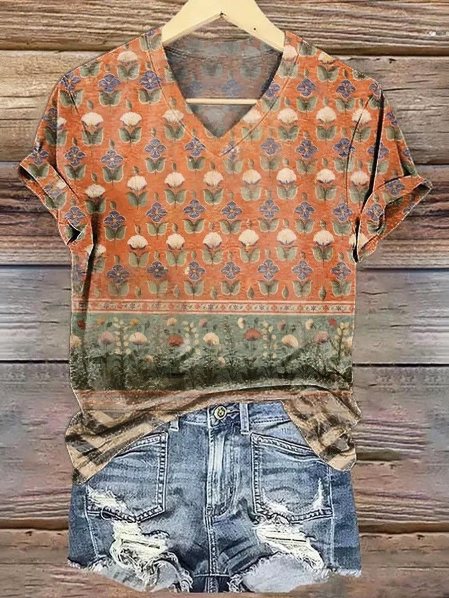 LilyWish Casual V-neck Short Sleeve Top