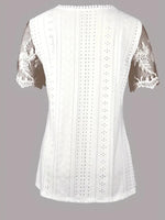 Solid Eyelet Square Neck Contrast Lace Top
