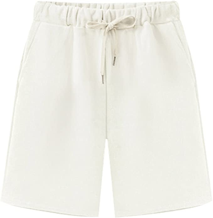 Women Drawstring Casual Elastic Waist Soft Knit Shorts