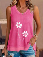Casual Crew Neck Floral Tank Top