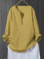 LilyWish Literary And Artistic Pullover V-Neck Loose Fitting Shirt