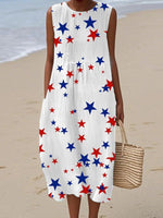 Basic Round Neck Sleeveless Midi Dress