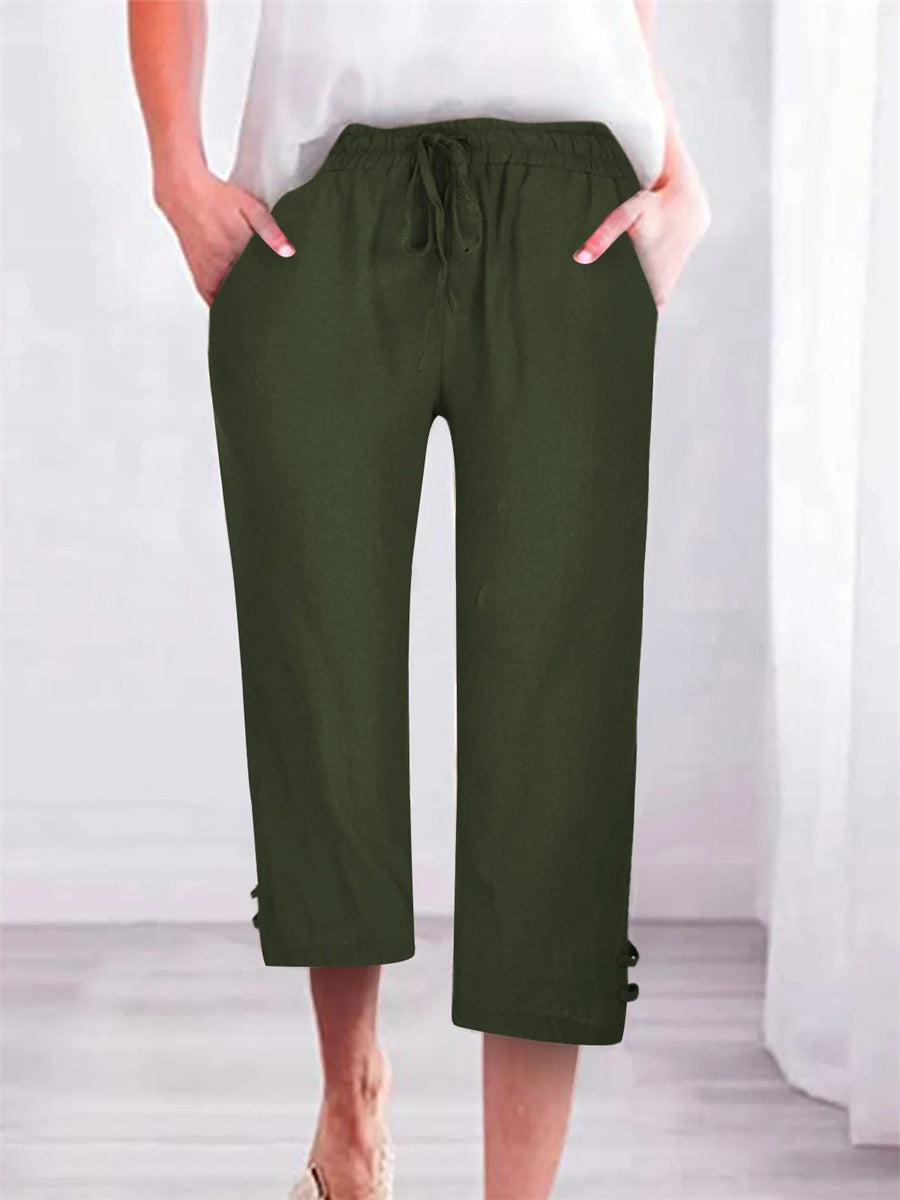 Plain Loose Casual Pocket Stitching Pants