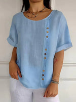 LilyWish Dreamy Round Neck Short Sleeve Plain Top