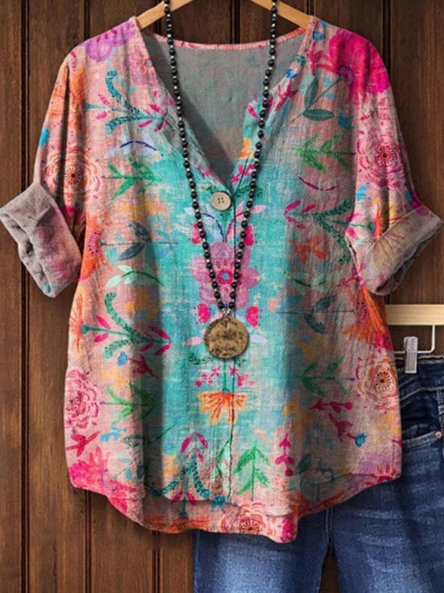 LilyWish Unique V-Neck Short Sleeve Top