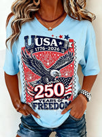 Women's Independence Day Graphic Print Crew Neck Casual Short Sleeve T-Shirt