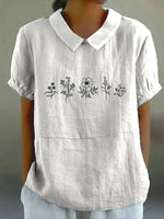 Casual Floral Print Short Sleeve Blouse