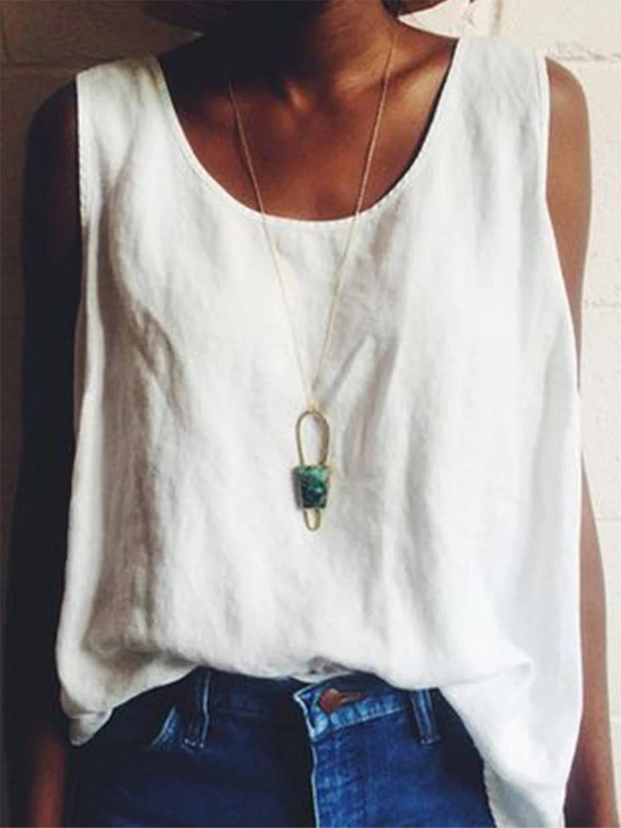 LilyWish Plus Size Plain Sleeveless Summer Tank Top