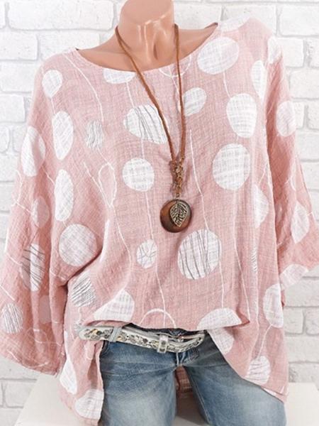 LilyWish Polka Dot Three Quarter Sleeve Casual Blouse