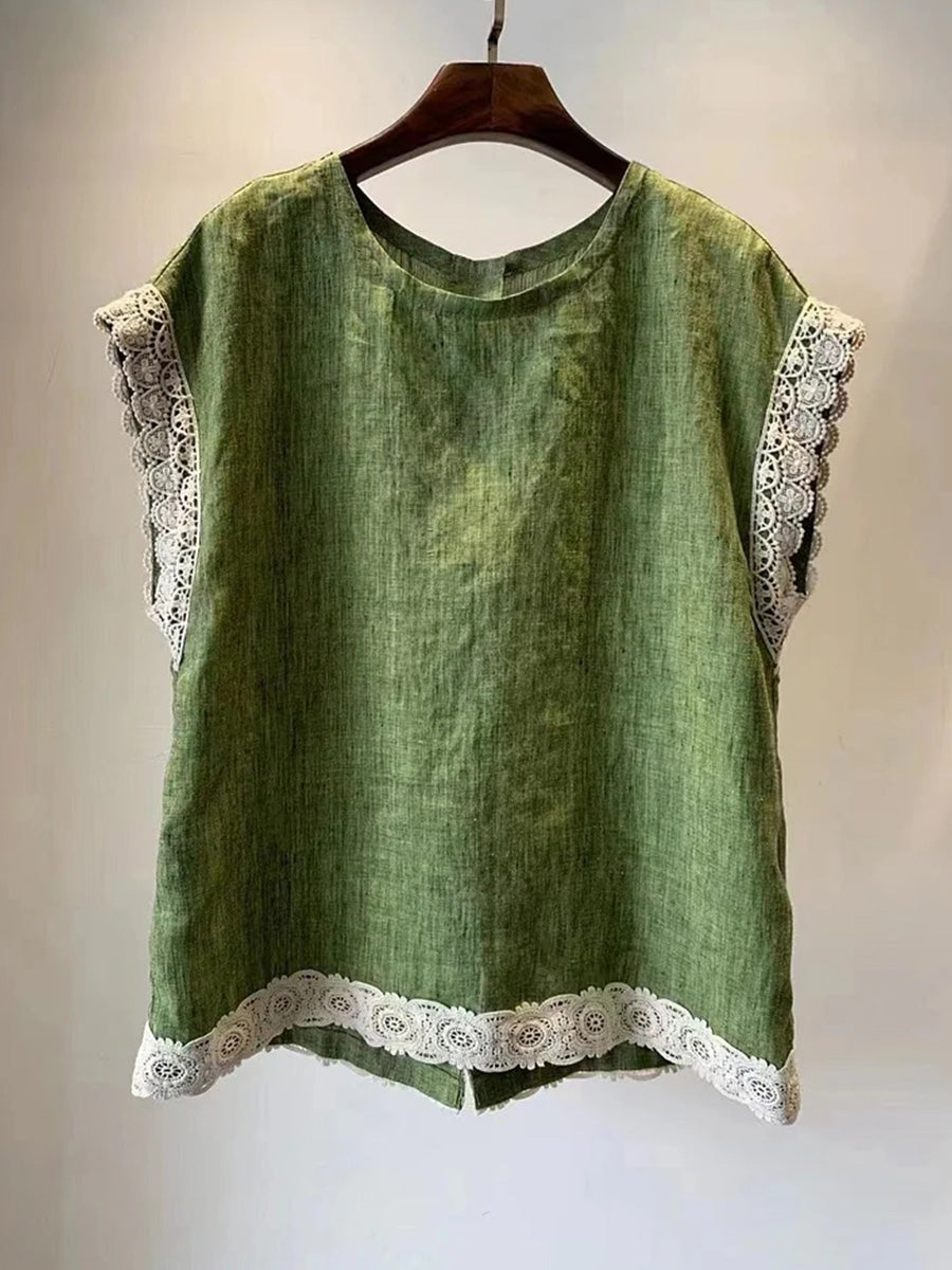 Retro Art Lace Sleeveless Top