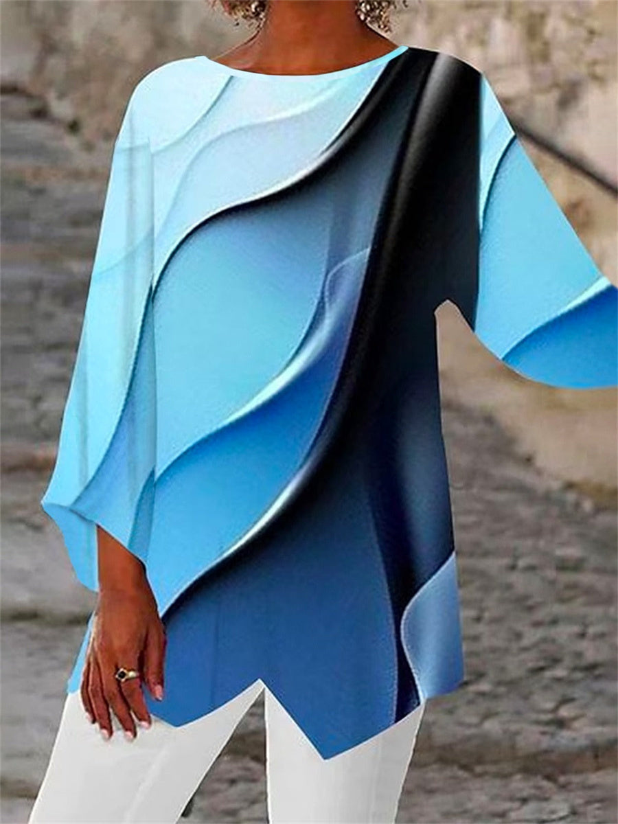 Casual Abstract Line Style Blouse