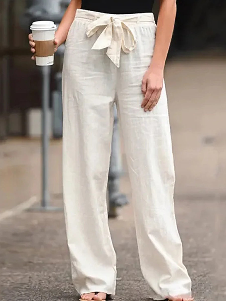 Casual Solid Color Pocket Loose Pants