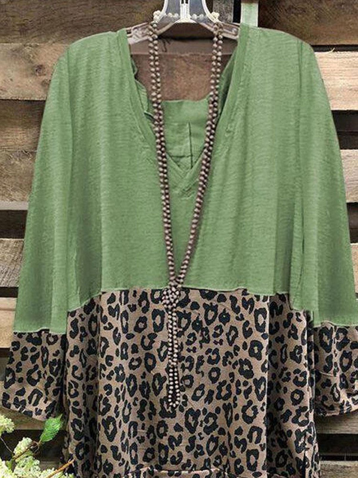 Casual Leopard Print V-Neck Blouse