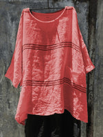 LilyWish Striped Printed Round Neck 3/4 Sleeve top
