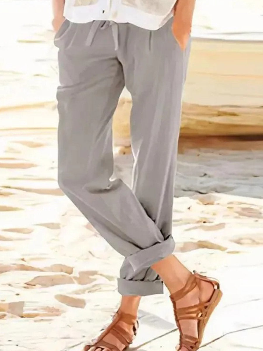 LilyWish Solid Color Casual Straight leg Pants