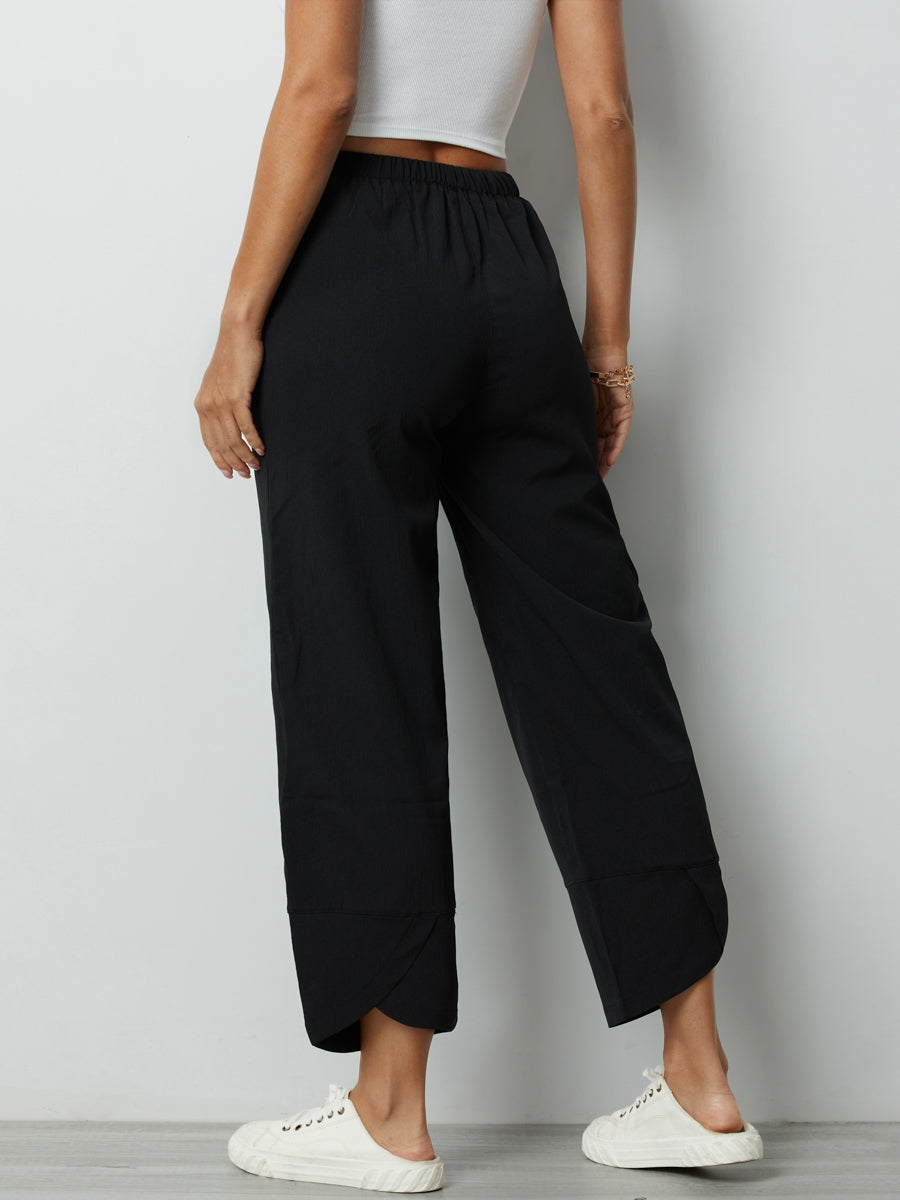 Charcoal Solid Buttons with Pockets Casual Pants