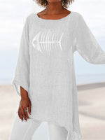 LilyWish Crew Neck Casual Animal Print Long Sleeve Blouse