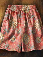 Women's Retro Ethnic Totem Art Printed Casual Pocket Shorts