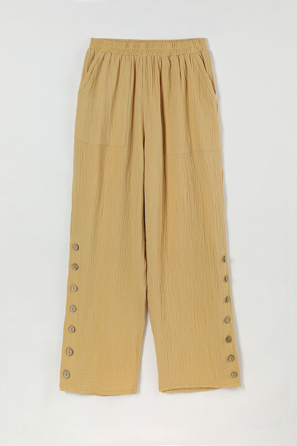 Casual Summer Solid Buttons Pants with Pockets