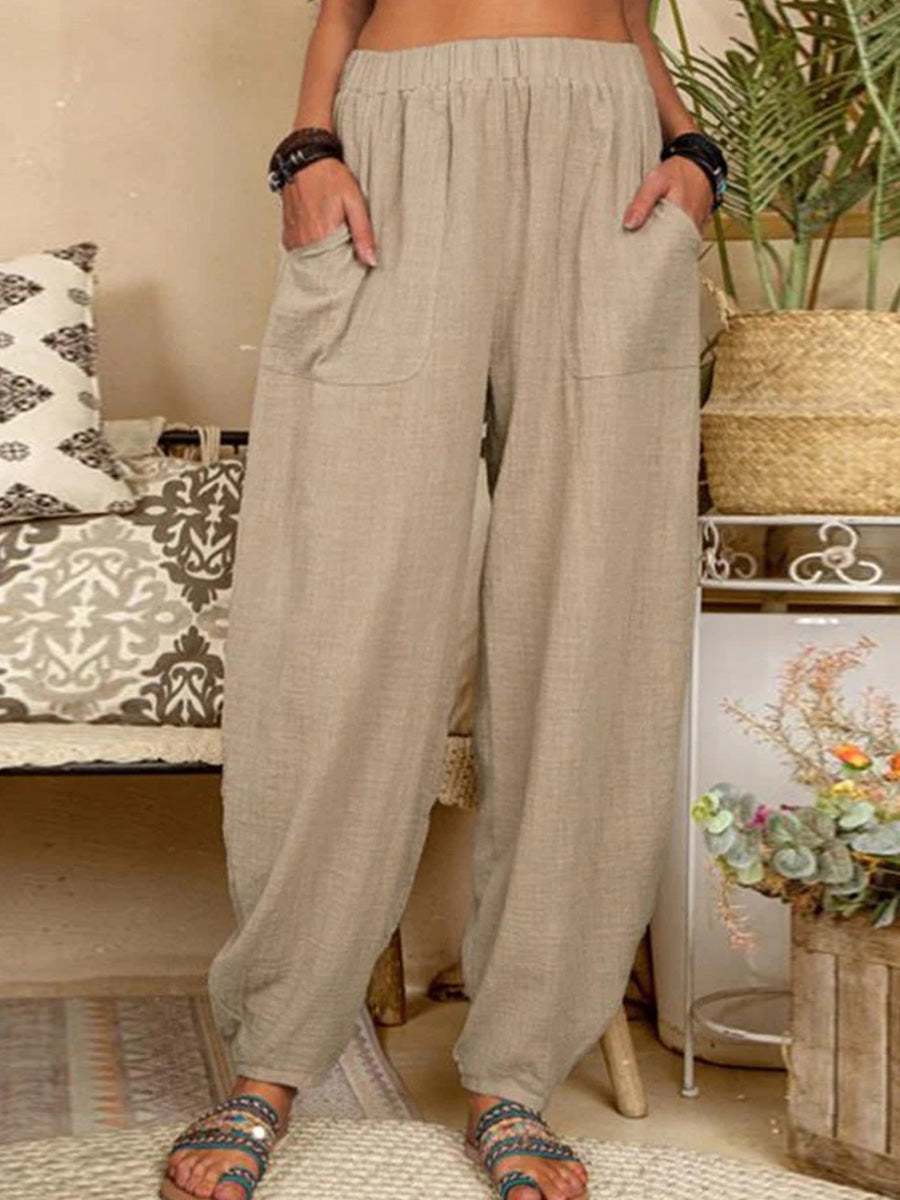 LilyWish Women's Pure Color Casual Cotton Pants