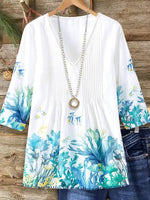 LilyWish Casual V-Neck 3/4 Sleeve Top