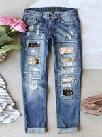 LilyWish Stretch Ripped Frayed Raw Hem Distressed Jeans