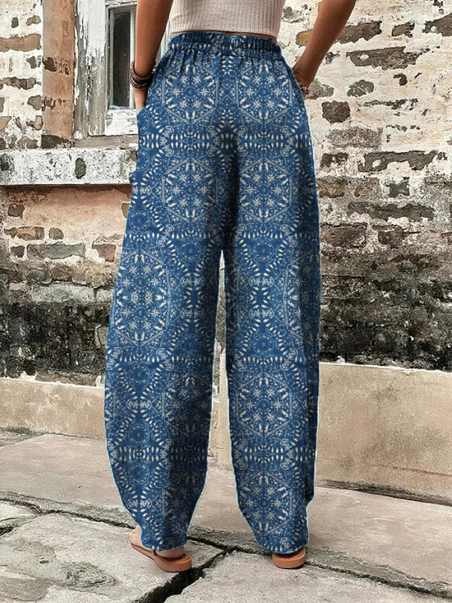 Bohemian Blue Casual Harem Pants