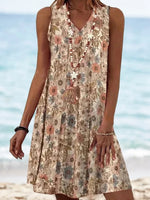 LilyWish Women's Vintage Floral Sleeveless V-Neck A-Line Summer Dress
