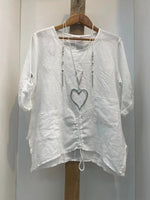 LilyWish Plus Size White Drawstring Bottom Solid T-Shirt